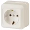 Розетка Intro Quadro 2-202-02 с заземлением 2P+E Schuko, 16А-250В, IP20, ОУ, слоновая кость