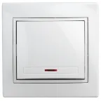 Выключатель Intro Plano 1-102-01 одноклавишный с подсветкой, 10А-250В, IP20, СУ, белый