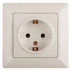 Розетка Intro Solo 4-202-02 с заземлением 2P+E Schuko, 16А-250В, IP20, СУ, слоновая кость