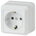 Розетка Intro Quadro 2-202-01 с заземлением 2P+E Schuko, 16А-250В, IP20, ОУ, белый