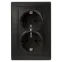 Розетка Intro Plano 1-205-05 с заземлением двойная 2X2P+E Schuko, 16А-250В, IP20, СУ, антрацит