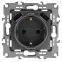 Розетка 2P+E 16A-250В, штор. с 2xUSB 5В-3А, Эра12, графит (10/100/2000) 12-4109-12