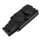 Розетка (колодка) штепсельная двухместная влагозащищенная 2P+PE 230V, 16 А, IP44 каучук, REXANT