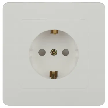 Розетка с заземлением 2P+E Schuko со шторками, 16А-250В, IP20, СУ, белый Intro 7-206-01 Style