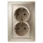 Розетка Intro Plano 1-205-04 с заземлением двойная 2X2P+E Schuko, 16А-250В, IP20, СУ, шампань
