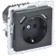 BRITE Розетка 1 пост с заземлением с защитными шторками 16А с USB A+A 5В 3,1А РЮш10-2-БрГ графит
