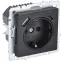 BRITE Розетка с заземлением с защитными шторками 16А с USB A+C 18Вт РЮш11-1-БрЧ черный