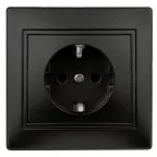 Розетка Intro Plano 1-206-05 с заземлением 2P+E Schuko со шторками, 16А-250В, IP20, СУ, антрацит