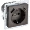 BRITE Розетка с заземлением с защитными шторками 16А с USB A+C 18Вт РЮш11-1-БрТБ бронза