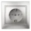 Розетка Intro Plano 1-202-03 с заземлением 2P+E Schuko, 16А-250В, IP20, СУ, алюминий