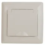 Розетка Intro Solo 4-203-02 с заземлением 2P+E Schuko с крышкой, 16А-250В, IP20, СУ, слоновая кость