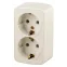Розетка Intro Polo 3-204-02 с заземлением двойная 2х2P+E Schuko, 16A-250В, IP20, ОУ, слоновая кость