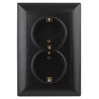 Розетка Intro Solo 4-205-05 с заземлением двойная 2X2P+E Schuko, 16А-250В, IP20, СУ, антрацит