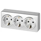 Розетка Эксперт 11-2208-03 тройная с заземлением 3х2P+E Schuko IP20 16A-250В ОУ алюминий