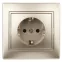 Розетка 2P+E Schuko со шторками, 16А-250В, СУ, Plano, шампань, 1-206-04