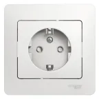                  GLOSSA Розетка с заземлением со шторками в сборе белая
               