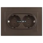 Розетка Intro Accent 6-205-08 2X2P+E Schuko, 16А-250В, IP20, СУ, AL/CU, бронза