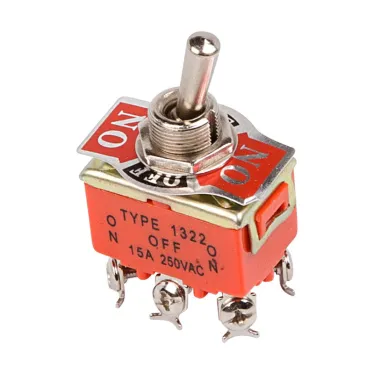 Тумблер 250V 15А (6c) ON-OFF-ON двухполюсный (KN-203) Индивидуальная упаковка 1 шт