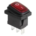 Выключатель клавишный 250V 6А (3с) ON-OFF красный с подсветкой Mini влагозащита
