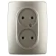 Розетка 2X2P, 16A-250В, Эра12, шампань, 12-2107-04