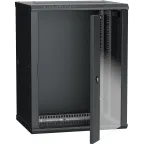                  Шкаф настенный 19' LINEA W 18U 600x450мм стеклянная дверь RAL9005
               