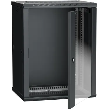 Шкаф настенный 19' LINEA W 18U 600x450мм стеклянная дверь RAL9005