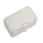                  Розетка двойная с крышкой белая в сборе брызгозащищенная IP44
               