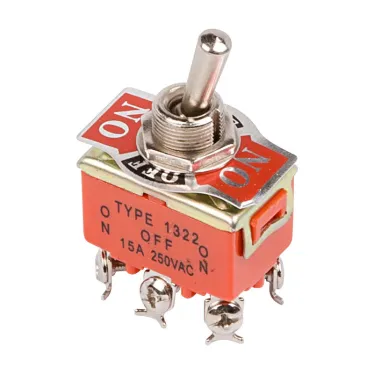 Тумблер 250V 15А (6c) ON-OFF-ON двухполюсный (KN-203) (в упак. 1шт.)