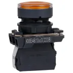 Кнопка КМЕ4610мЛ-220В-жёлтый-1но+0нз-цилиндр-индикатор-IP65-