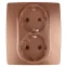 Розетка 2X2P+E Schuko со шторками, 16A-250В, Эра12, медь, 12-2104-14