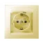 15 Розетка 2Р+Е Schuko со шторками с крышкой IP44 16А 250В винтовой зажим слоновая кость