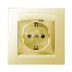 15 Розетка 2Р+Е Schuko со шторками с крышкой IP44 16А 250В винтовой зажим слоновая кость