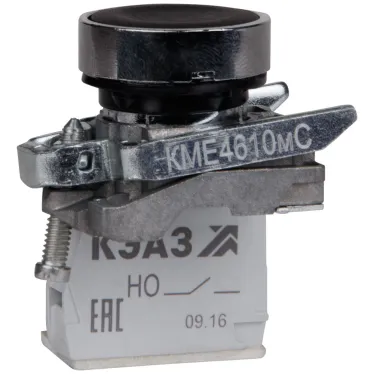 Кнопка КМЕ4501мС-черный-0но+1нз-цилиндр-IP54-