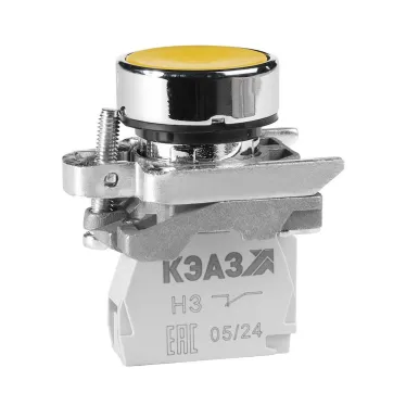 Кнопка КМЕ4101мС-желтый-0но+1нз-цилиндр-IP40-КЭАЗ