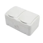 Блок горизонтальный 2 розетки (керамика) Mini OG IP54 с заземлением, о/у, белый