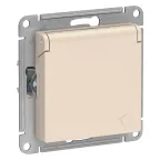                  Розетка ATLASDESIGN с заземлением со шторками с крышкой 16А IP20 механизм бежевый
               