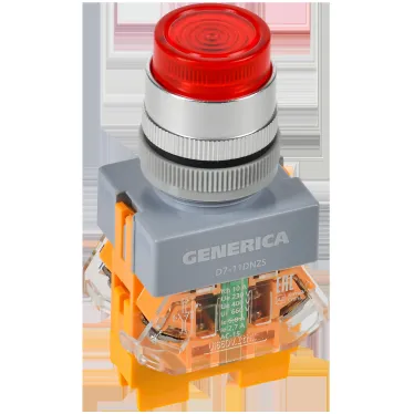 Кнопка D7-11DNZS d-22мм 1з+1р с подсв. и фикс. кр. GENERICA