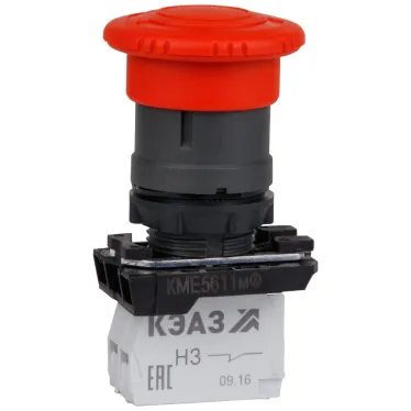 Кнопка КМЕ5122мФ-красный-2но+2нз-гриб-IP40-