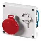 Розетка скрытой установки IP44 16А 3P+E+N 400В с механической блокировкой и верхним расположением разъема