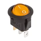 Выключатель клавишный круглый 12V 20А (3с) ON-OFF желтый с подсветкой