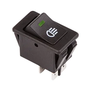 Выключатель клавишный 12V 35А (4с) ON-OFF с зеленой LED подсветкой