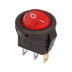Выключатель клавишный круглый 250V 3А (3с) ON-OFF красный с подсветкой Micro