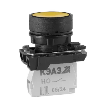 Кнопка КМЕ4122м-желтый-2но+2нз-цилиндр-IP40-КЭАЗ