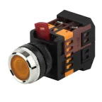 Кнопка ABLFS-22 желтый d22мм неон/240В 1з+1р