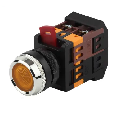 Кнопка ABLFS-22 желтый d22мм неон/240В 1з+1р