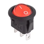                  Выключатель клавишный круглый 12V 20А (3с) ON-OFF красный с подсветкой
               