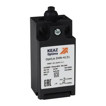 Выключатель концевой OptiLiS D4N-4132 толкатель роликовый пластиковый EN 50047 XCKN2100P20