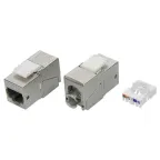                  Модуль Keystone RJ45 CAT 5E экранированный (STP). 180 градусов. серебристый
               