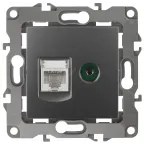                  Розетка комбинированная RJ45+TV, Эра12, графит, 12-3110-12
               