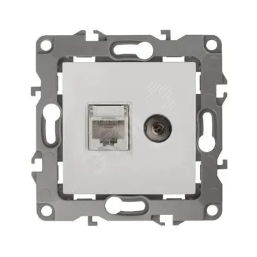 Розетка комбинированная RJ45+TV, Эра12, белый, 12-3110-01